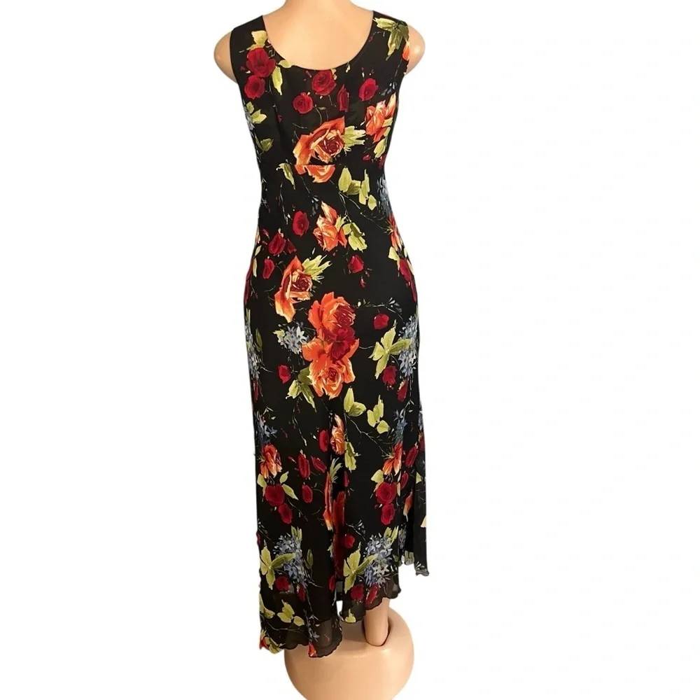 Tribal Y2K Floral Sleeveless Dainty Black Dress - Picture 5 of 8